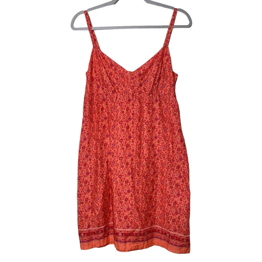Old Navy Vintage Y2K Dress Peach Floral Boho Faux Wrap Top Sundress Size 8